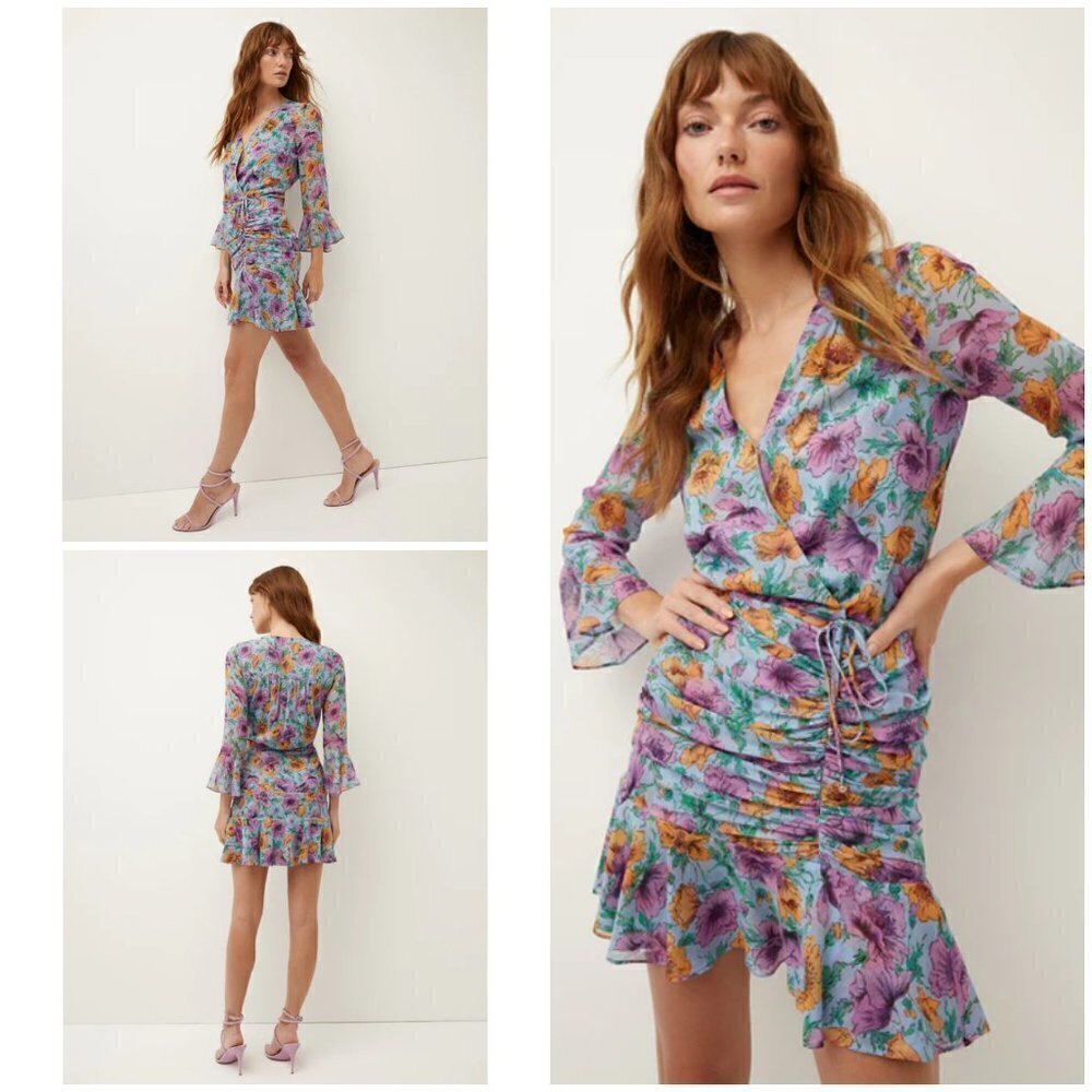 💕VERONICA BEARD💕 Sean Floral Print Dress ~ Lake Blue Floral Multi-Color 8 NWT